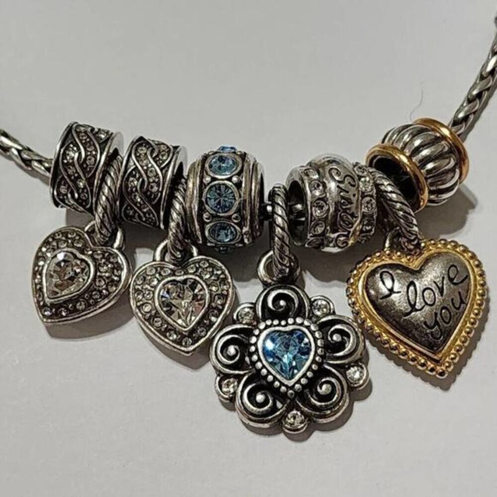 Brighton love heart birthstone blue‎ September Silver Gold Pl charm bracelet - Picture 8 of 9